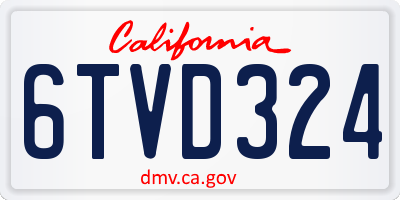 CA license plate 6TVD324