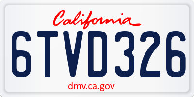 CA license plate 6TVD326