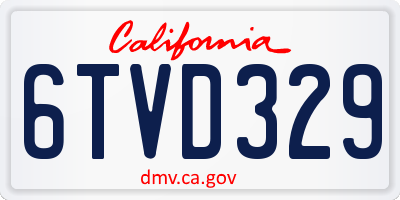 CA license plate 6TVD329