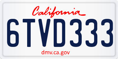 CA license plate 6TVD333