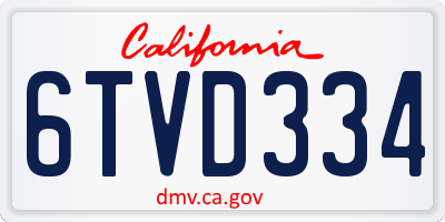 CA license plate 6TVD334