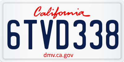 CA license plate 6TVD338