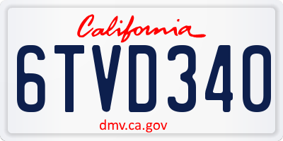 CA license plate 6TVD340