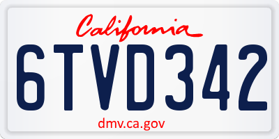 CA license plate 6TVD342