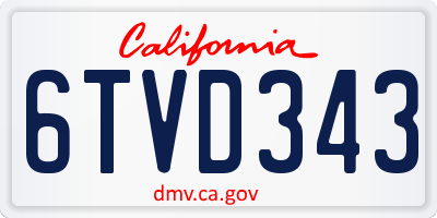 CA license plate 6TVD343