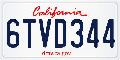 CA license plate 6TVD344