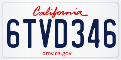 CA license plate 6TVD346