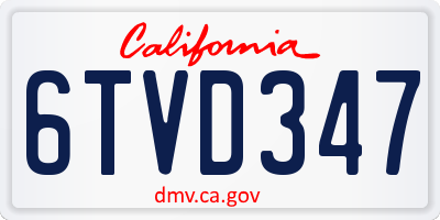 CA license plate 6TVD347