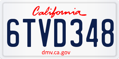 CA license plate 6TVD348