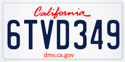 CA license plate 6TVD349