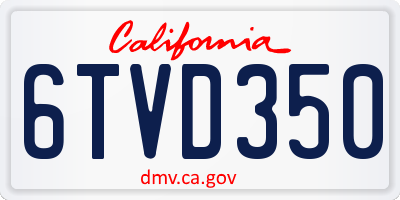 CA license plate 6TVD350