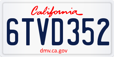 CA license plate 6TVD352