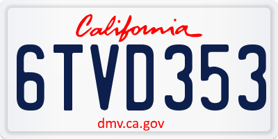 CA license plate 6TVD353