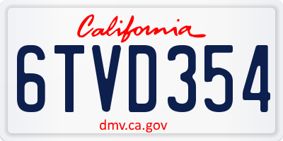 CA license plate 6TVD354