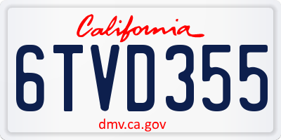 CA license plate 6TVD355