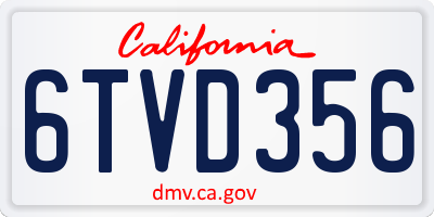 CA license plate 6TVD356