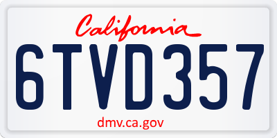 CA license plate 6TVD357