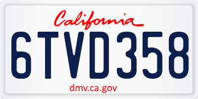 CA license plate 6TVD358