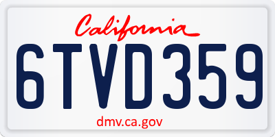 CA license plate 6TVD359