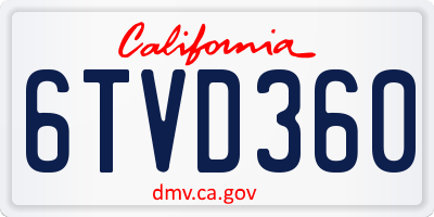 CA license plate 6TVD360