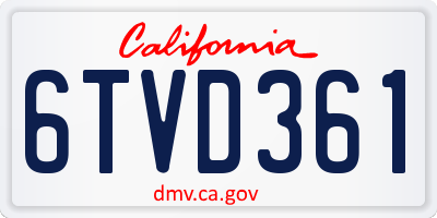 CA license plate 6TVD361