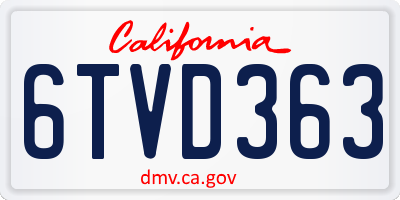 CA license plate 6TVD363