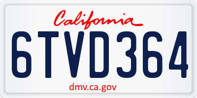 CA license plate 6TVD364