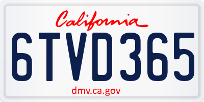 CA license plate 6TVD365