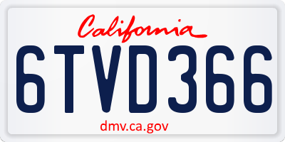 CA license plate 6TVD366