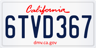 CA license plate 6TVD367