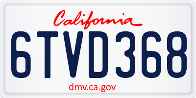 CA license plate 6TVD368