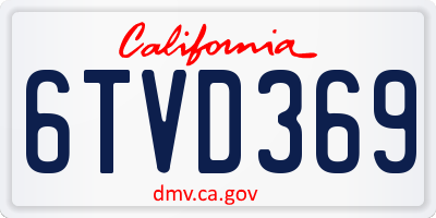 CA license plate 6TVD369