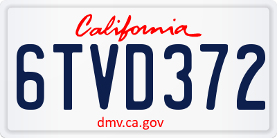 CA license plate 6TVD372