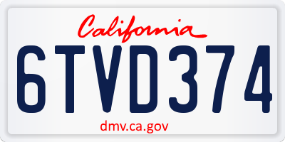 CA license plate 6TVD374