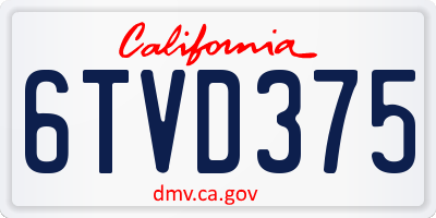 CA license plate 6TVD375