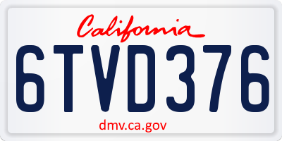 CA license plate 6TVD376