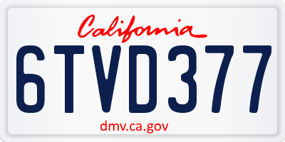 CA license plate 6TVD377