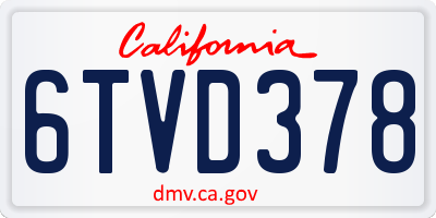 CA license plate 6TVD378