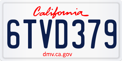 CA license plate 6TVD379