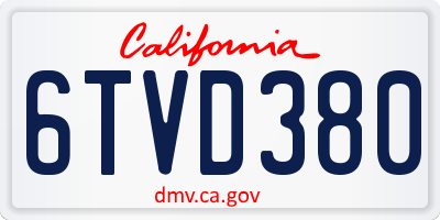 CA license plate 6TVD380