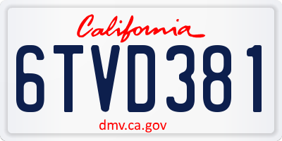 CA license plate 6TVD381