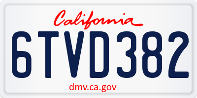 CA license plate 6TVD382