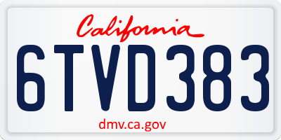 CA license plate 6TVD383