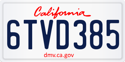 CA license plate 6TVD385