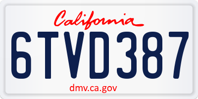 CA license plate 6TVD387