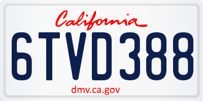 CA license plate 6TVD388