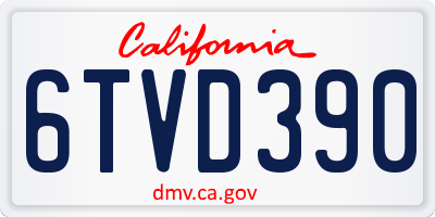 CA license plate 6TVD390