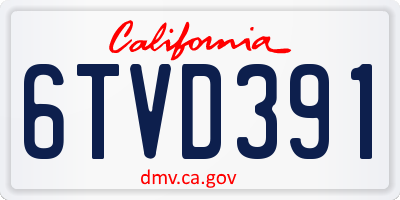 CA license plate 6TVD391