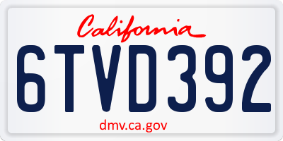 CA license plate 6TVD392