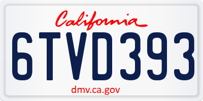 CA license plate 6TVD393